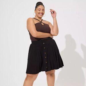 Mini Super Soft Button-Up Skirt - Black